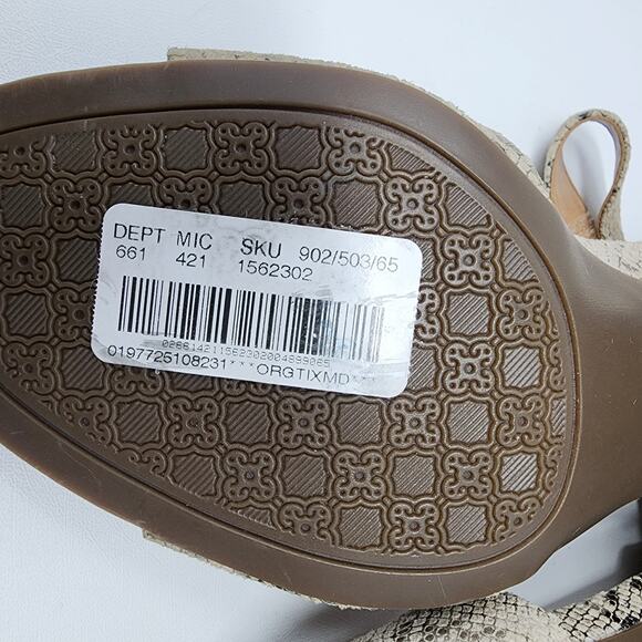 Vionic Chardonnay Sandals Size 8.5M Snake Emboss Tan Leather Open Toe Block Heel - Picture 12 of 13